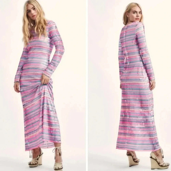{LoveShackFancy} NWT: Avalyn Maxi Dress in Pitaya Stripe - Size SMALL - Picture 3 of 17